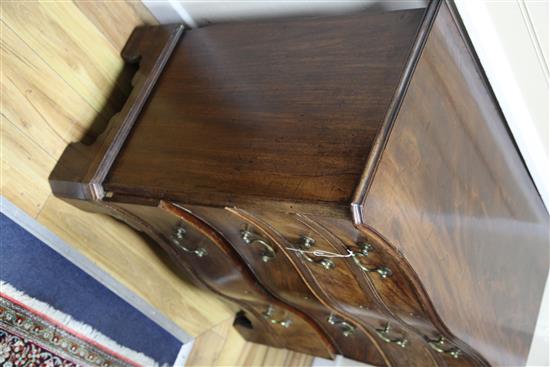 A George III mahogany serpentine chest, W.3ft D.1ft 7in. H.2ft 8in.